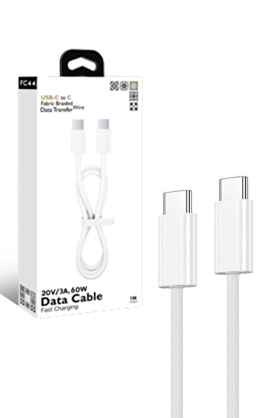 The Wlue Type-C to Type-C Hızlı Şarj ve Data Kablosu 60W 3A Örgülü 1 Metre