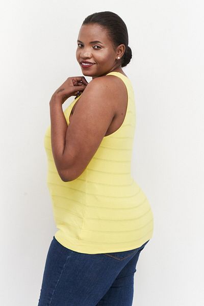 Anne Klein Women Plus Size Round Neck Top, Yellow