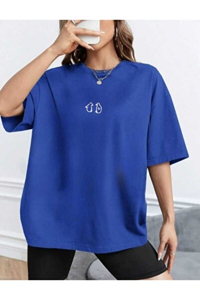 Generic Brand Tricou cu design imprimat cu pinguini minimal pentru femei, lar...