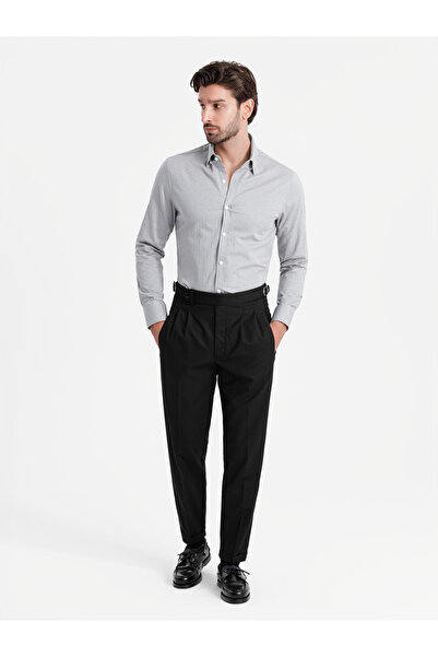 OMBRE Pánská SLIM FIT košile z dekorativní látky - šedá V2 OM-SHCS-0175 XXL