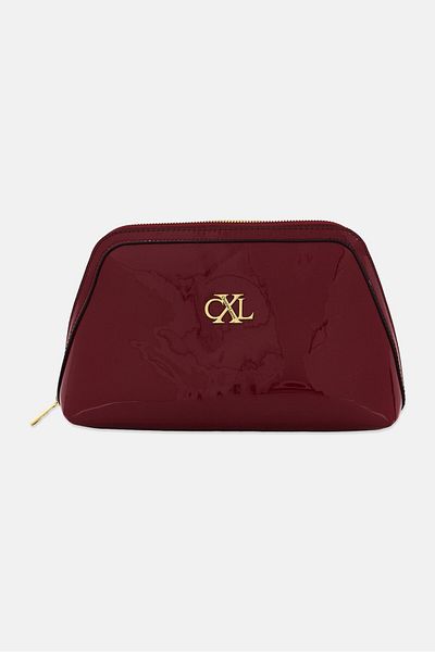 CXL by Christian Lacroix حقيبة مستحضرات تجميل كبيرة بشعار العلامة التجارية النسائية، لون عنابي