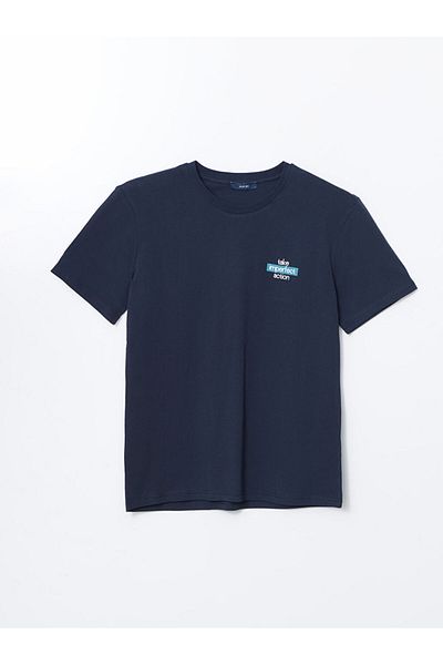 LC Waikiki Tricou pentru bărbați din bumbac pieptănat cu mânecă scurtă cu decolteu