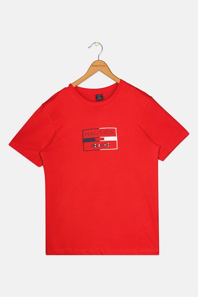 Nautica Kids Boy Short Sleeve Brand Logo T Shirt, Red