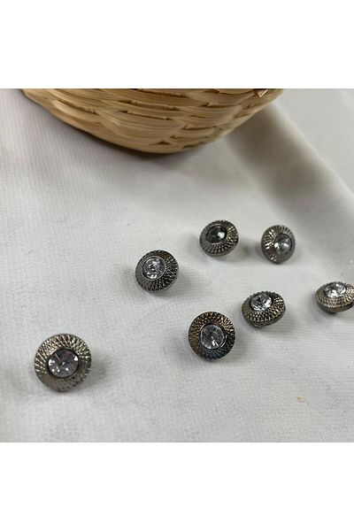 Bukle İplik 1.2 cm Diameter - Crystal Detailed Highlight Plastic Button (20 Pcs)