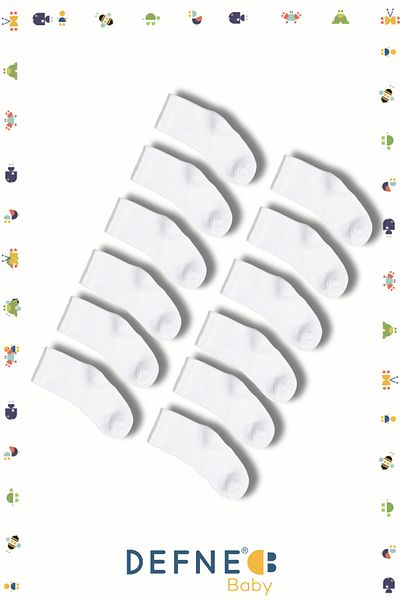 Defne Baby 12 Pairs of Cotton Girls' and Baby Socks