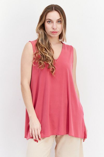 Alfani Women V Neck Sleeveless Plain Top, Magenta