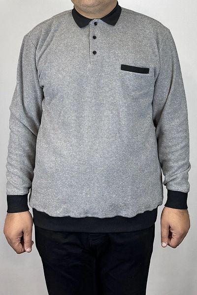 TANİŞ GİYİM Men's Polo Neck Pocket Oversize Oversize Thessaloniki Knit Ice Gray Sweatshirt One Size Small Recommended