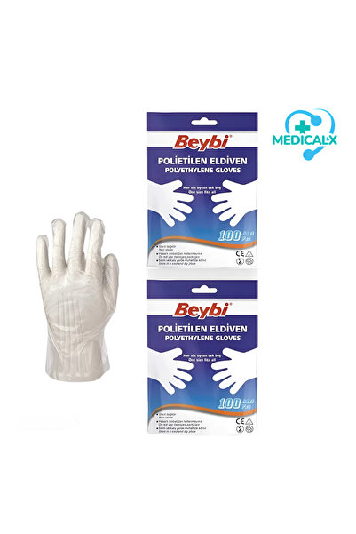 Medicalx PET (Polietilen) Eldiven - 100'lük Poşet (2 PAKET)