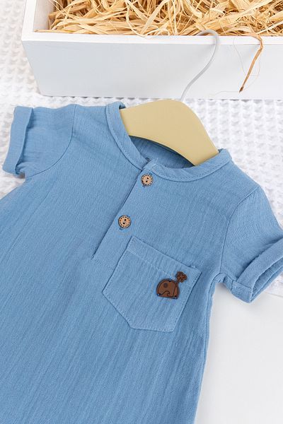 Babymod Baby Boy Muslin 100% Cotton Summer Jumpsuit with Shorts