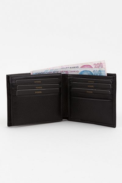 Fossil Boxed Genuine Leather Black Horizontal Men's Hand Portfolio Wallet