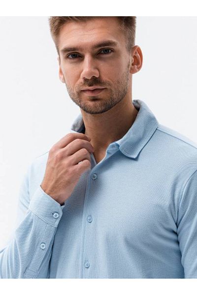 OMBRE Langarm-Strickhemd für Herren - blau V3 K540 M
