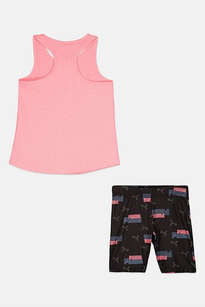 Puma Kids Girl 2 Pieces Graphic Print Top and Shorts Set, Multicolor