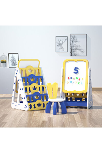 Babylove رف كتب + رف ألعاب خلفي + لوحة رسم قابلة للتعديل + كرسي 55*56*78 سم 28-43 لتر