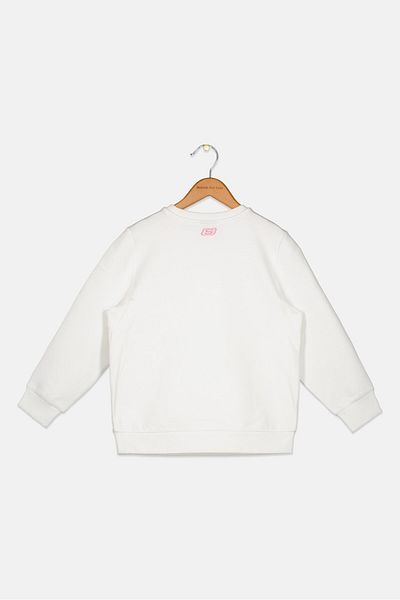 SKECHERS Kids Girl Sportswear Long Sleeve Graphic Sweatshirt, White
