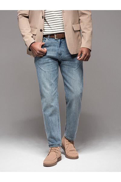 OMBRE Herren Jeanshose CARROT FIT mit dekorativen Abnähern - hellblau V1 OM-PADP-0227 M
