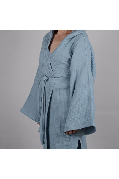 Home Harmony Hooded Kimono 4 Layers Muslin Bathrobe