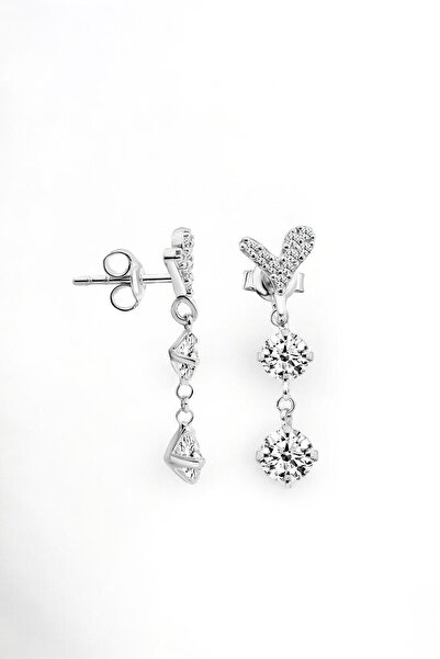 jelux silver Gümüş 925 Ayar Rodyumlu Zirkon Taşlı Sallantılı Küpe