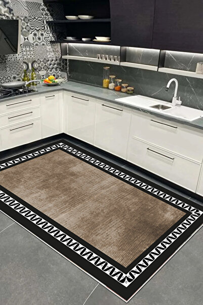 Hülya Home Mutfak Halısı Geometrik İskandinav Eskitmeli Dijital Baskı Yıkanab...
