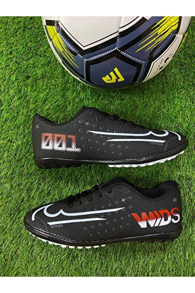 RUNSTEP Çocuk Genç Yetişkin Erkek Siyah Beyaz Bağcıklı Halı Saha Futbol Ayakkabısı