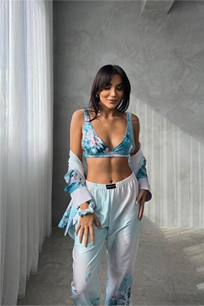 COCCOLARSI Corso D'acqua Saten Üçlü Pijama Takımı CDK14