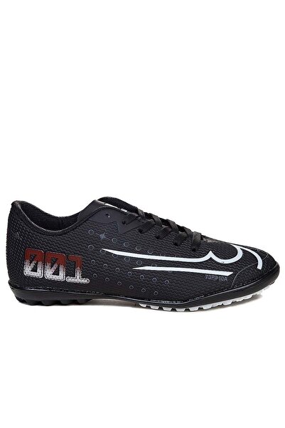 RUNSTEP Çocuk Genç Yetişkin Erkek Siyah Beyaz Bağcıklı Halı Saha Futbol Ayakkabısı