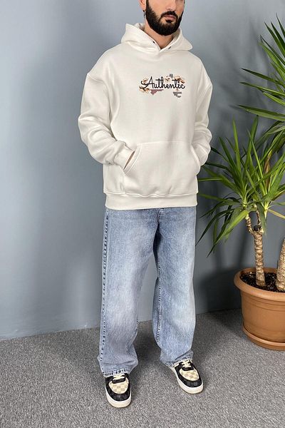 Alışveriş Sokağı Authentic Printed Oversize Pocket Hooded Sweatshirt