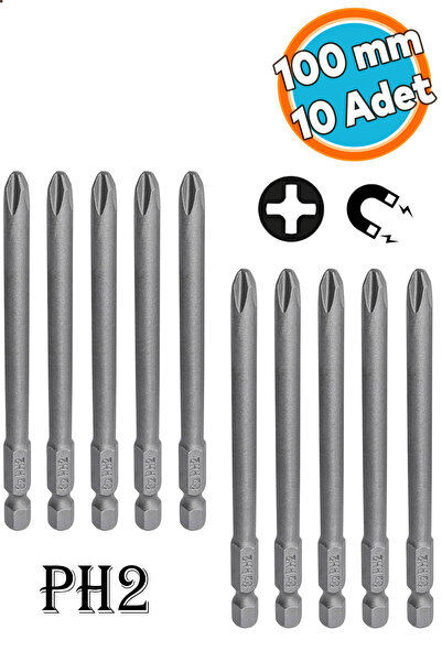 NZB Mıknatıslı Yıldız PH2 Bits Uç 100 mm 10'lu Set Kutulu Manyetik 1/4" Matka...
