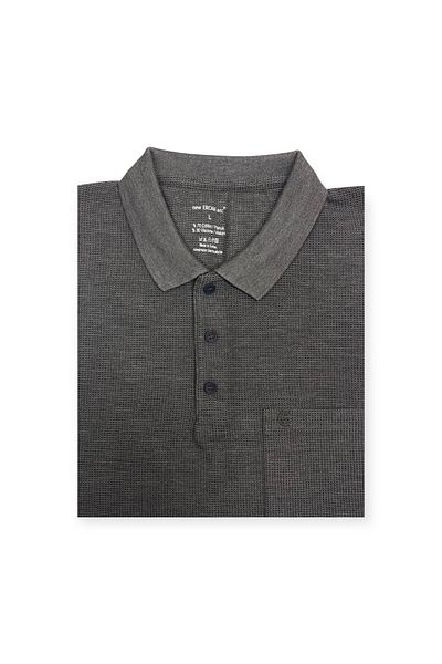 Sadık Collection Ercan Waffle Woven - Μπλουζάκι με γιακά Polo Pocket Smoked Color Plus Size 4009