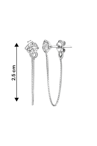 jelux silver Gümüş 925 Ayar 5 Mm Küp Zincirli Küpe