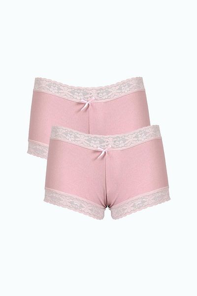 Akbeniz Women's Cotton 2-Pack Boxer Powder 40278