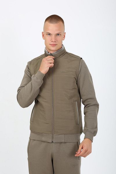 Escetic Light Khaki Men's Tracksuit Set - Casual Lakos 3 Yarn, 5 Pockets, Triple, Vest Tk