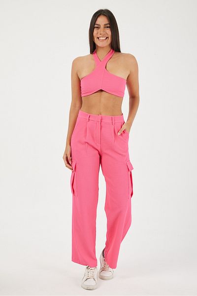 POODLE Γυναικεία μπλούζα με λαιμόκοψη με υφή Crop top