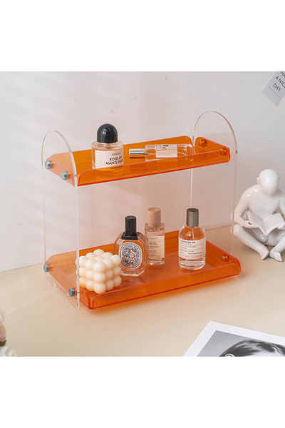 Trend Pleksi 2 Katlı Çok Amaçlı Organizer (Şeffaf - Turuncu)