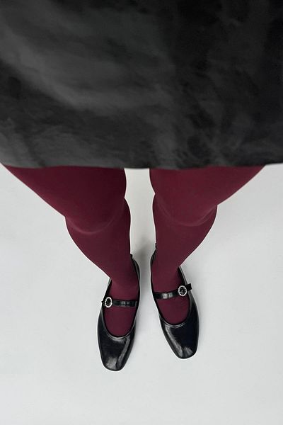 STRASWANS Berny Black Leather Wrinkled Ballerinas - Belt Detailed