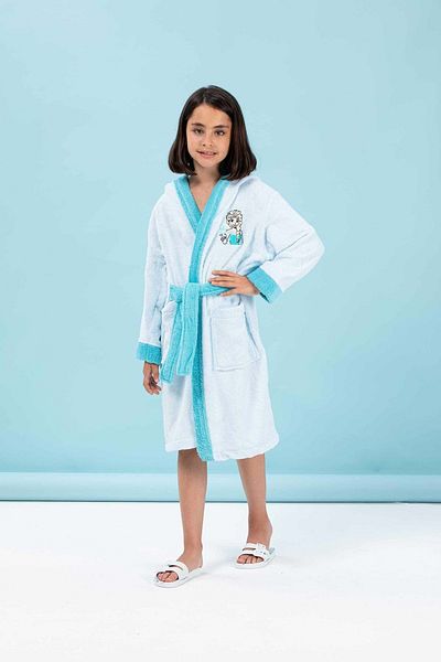Özdilek Halat de baie albastru brodat cu fulgi de zăpadă Dsny Frozen pentru copii de 9-10 ani Özdiilek