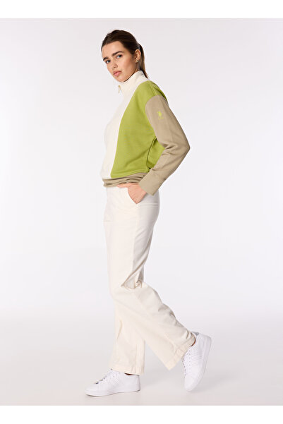 Benetton Yüksek Bel Normal Krem Kadın Pantolon 4HA2DF07I