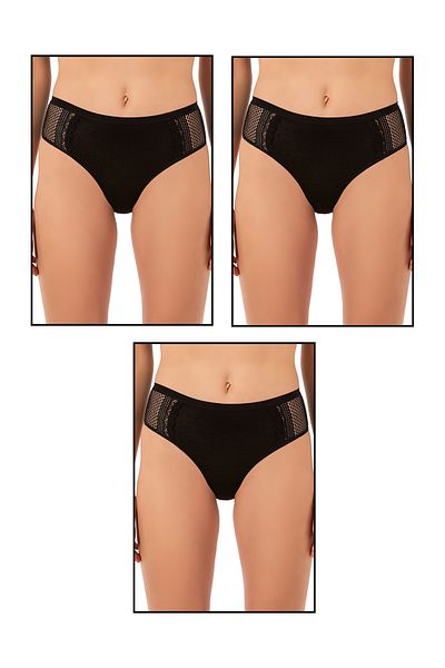 ÖZKAN underwear سراويل داخلية نسائية من Özkan 25592 مكونة من 3 قطع من القطن المرن المريح والدانتيل