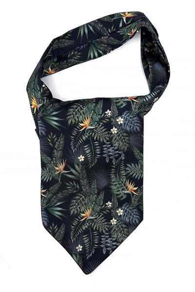 La Pescara Μαύρο - Πράσινο Ανδρικό Φουλάρι με μοτίβο λουλουδιών K422