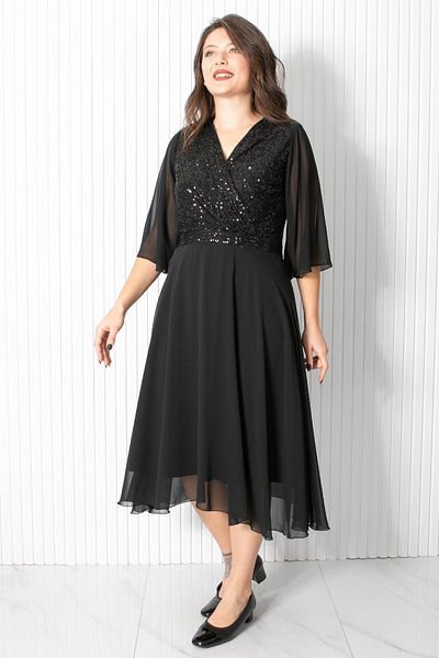 SUBU TASARIM Sequin Sequin Detailed Evening Dress Black Tbs910
