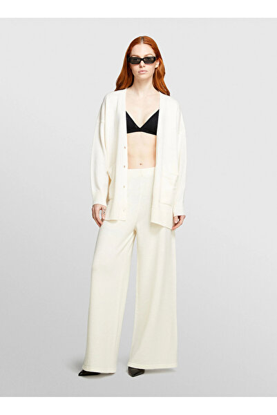 Sisley Normal Waist Normal Light Cream Women's Trousers 122Nmf00D