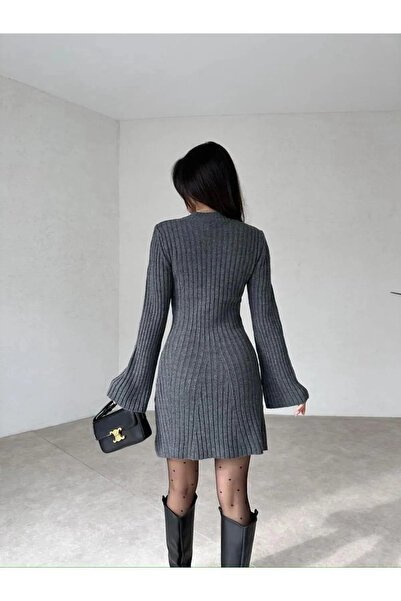 Cistern İstanbul Жіноче антрацитове трикотажне коротке плаття з підкладкою