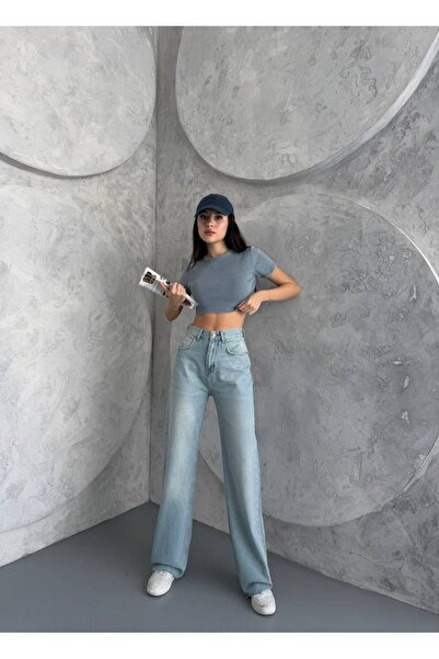 Miss Yüksek Bel Palazzo Kot Pantolon.