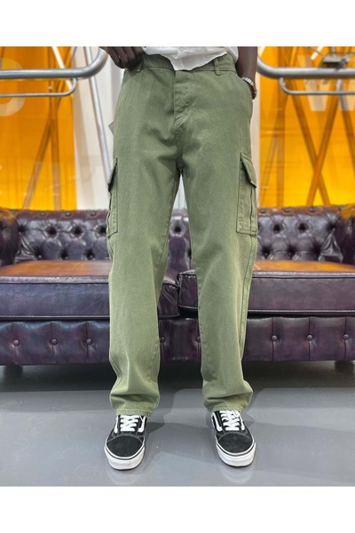 DEPOSTORE Kargo Cep Baggy Kot - Dont Panic - Kasım 2023 - Haki - 32