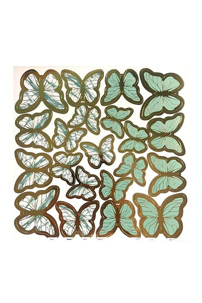 Deniz Party Store Leafy Green 3 D 21 Pack Butterfly Sticker Balloon Cake Decoration