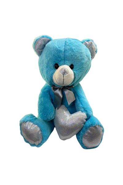 MERKEZ OYUNCAK هالي قطيفة على شكل قلب لامع 40 سم 25019 أزرق