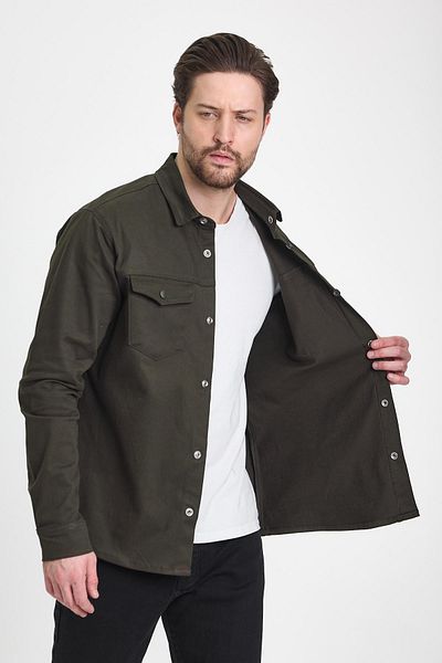 DAMGA JEANS Ανδρικό πουκάμισο με γιακά δικαστή Oversize εποχιακό χακί
