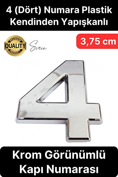 Svein No 4 Kapı Numarası Kendinden Yapışkanlı Masa Dolap Plastik Ev Posta Kutusu Dış Mekan Daire 3,75 cm