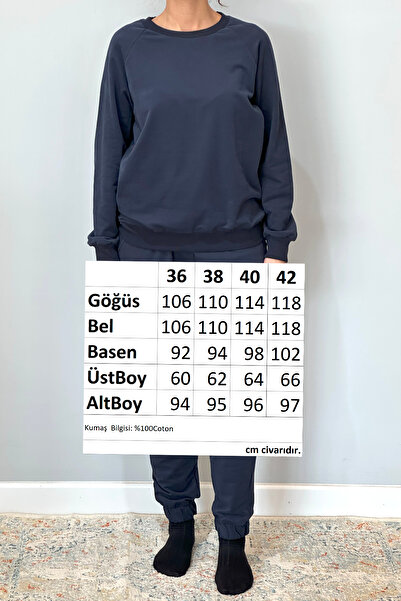 REMSA Women's Sweatshirt Elastic Leg Tracksuit Set 8006 Navy Blue