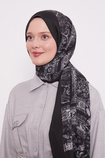 Levidor شال ملكي بنمط عزر رمادي