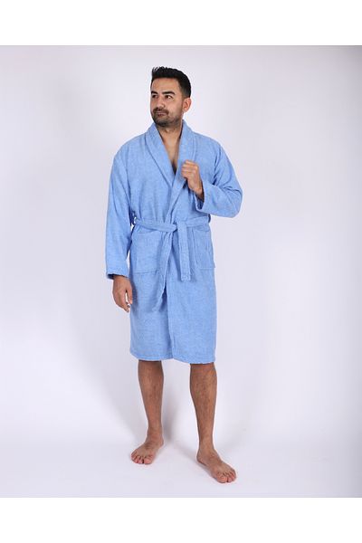 Damlaiso Halat de baie pentru bărbați din bumbac cu guler șal